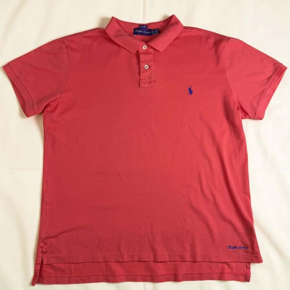 Ralph Lauren Purple Label Polo Custom Fit Made in Italy Coral Pink Cotton Large